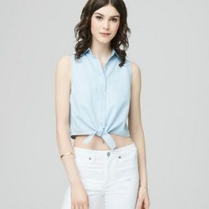 Prince & Fox, XS | Chambray Sleeveless Button Crop